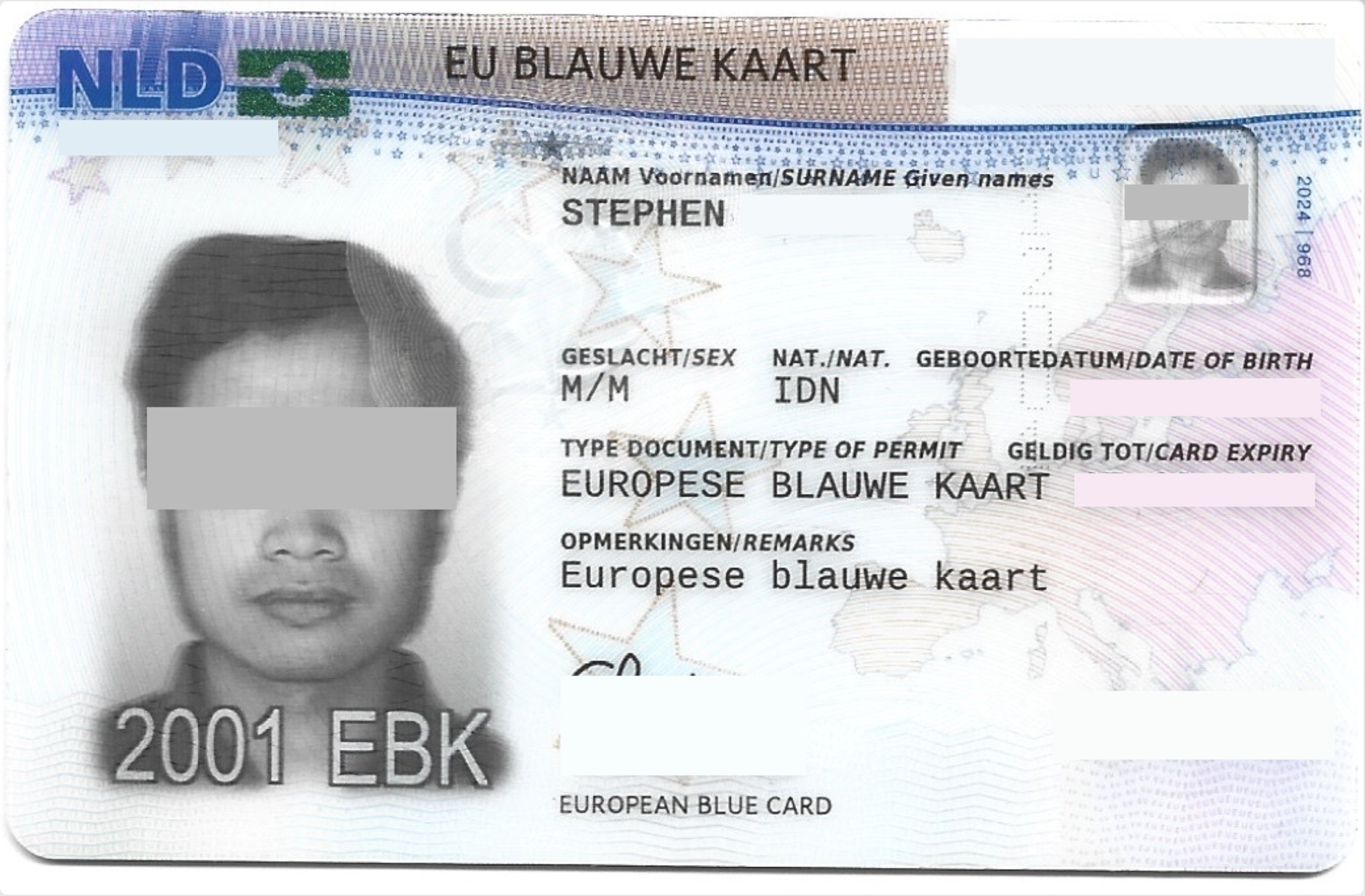 EU Blue Card (redacted)